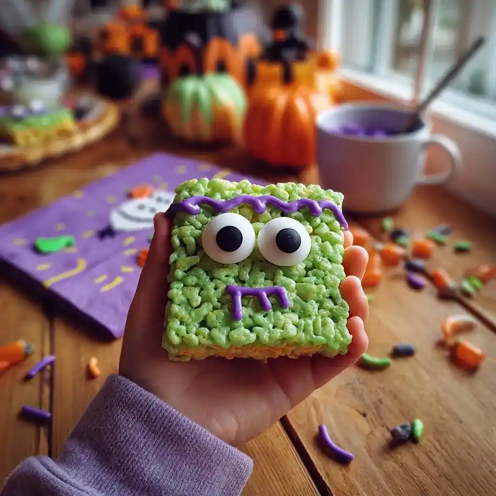 Easy Spooky Monster Rice Krispie Halloween Treat