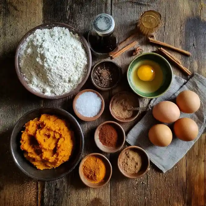 Ingredients for easy pumpkin spice cake