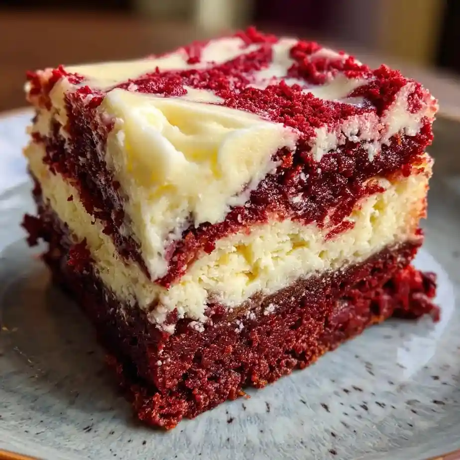 red velvet brownies with fudgy texture and crackly top