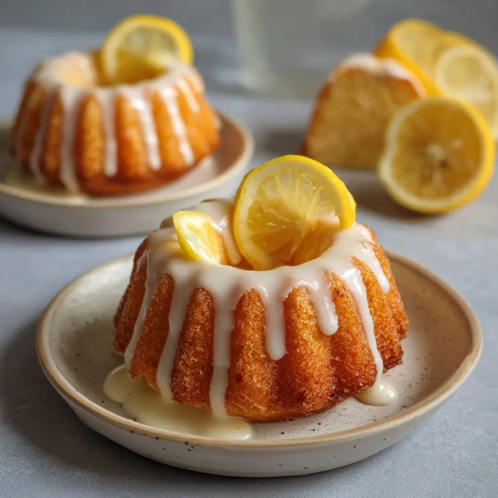 Vanilla mini bundt cake recipe with lemon glaze_